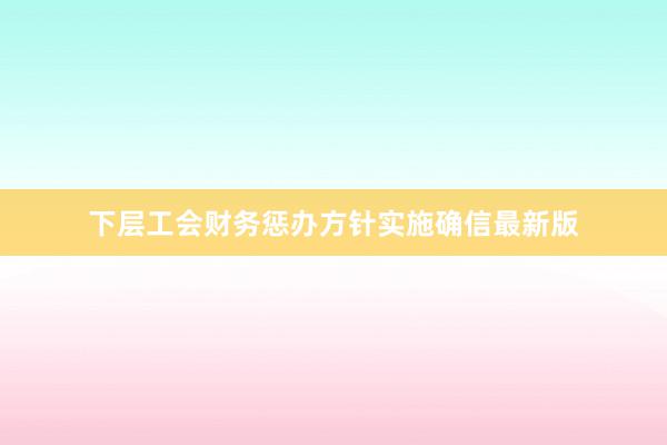 下层工会财务惩办方针实施确信最新版
